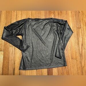 Worth New York Gold Metallic Boat Neck Blouse Top Sz MP Zipper Accents